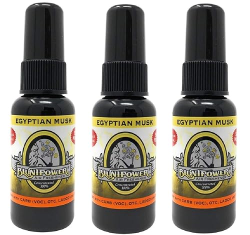 BluntPower (Egyptian Musk, 3 Pack) Concentrated Air Freshener - Premium Oil Based Air Freshener Spray For Home and Car - Long-Lasting Bathroom Spray