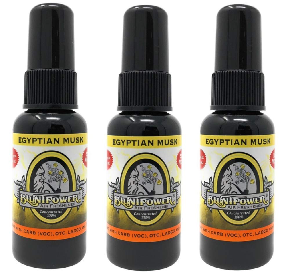 BluntPower (Egyptian Musk, 3 Pack) Concentrated Air Freshener - Premium Oil Based Air Freshener Spray For Home and Car - Long-Lasting Bathroom Spray