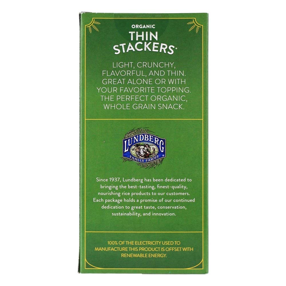 Lundberg Organic Thin Stackers, Basil & Thyme, 6 Oz, Gluten-Free, Vegan, Kosher, Usda Certified Organic, Non-Gmo Verified, Whole Grain Brown Rice, 6 Oz