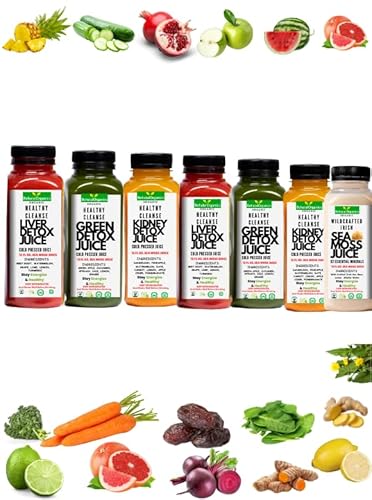 Juice Detox Cleanse by Behalal Organics, All Natural Organics Raw Full Body Detox, Cleanse Liver & Kidney, Cold Pressed Fruit and Vegetable Juices