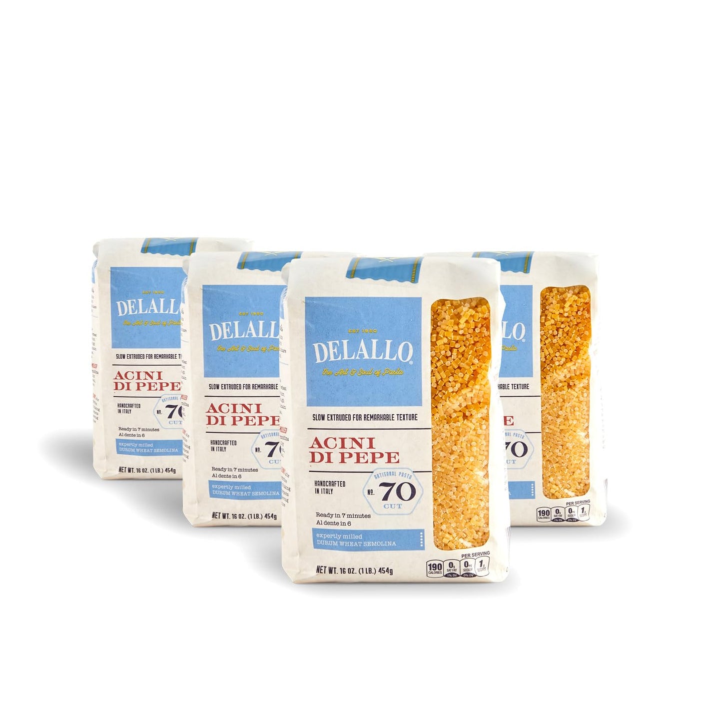 DeLallo Acini di Pepe Pasta, Pastina Pasta Made in Italy, Made with Only 100% Durum Wheat Semolina Flour, Non-Enriched, All Natural, Bronze Cut