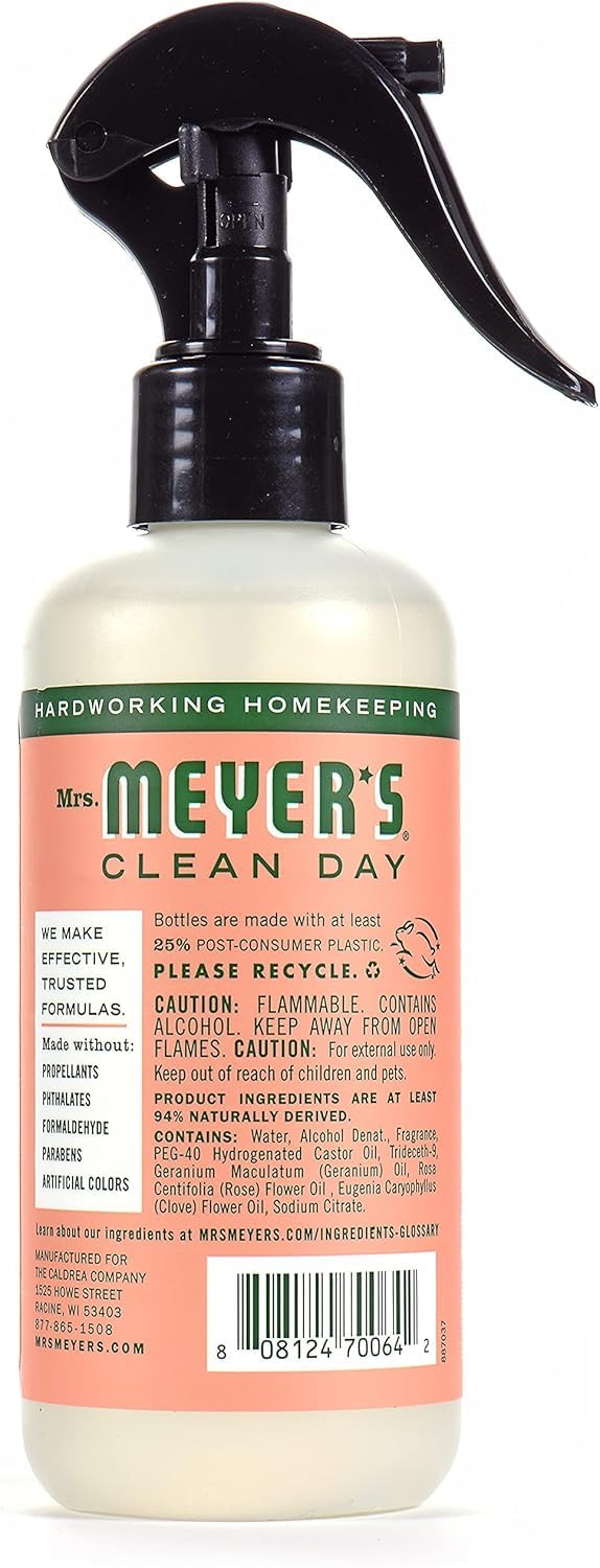 Mrs. Meyer's Clean Day Room Freshener Spray Bottle, Geranium Scent, 8 Fl Oz (Pack of 6)