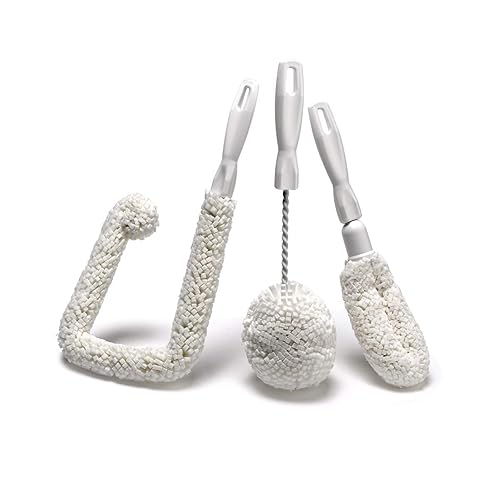 Set of 3 Glassware Cleaning Brush Kit - Non-Scratch, Foam Wine Glass Cleaning Brush Set for Glassware, Decanter, Mug, Stemware - for Home, Restaurant