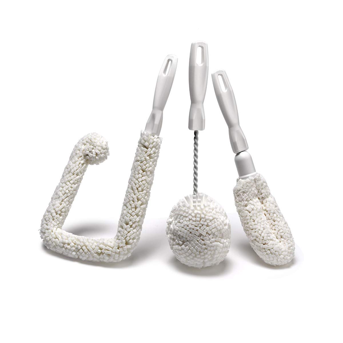 Set of 3 Glassware Cleaning Brush Kit - Non-Scratch, Foam Wine Glass Cleaning Brush Set for Glassware, Decanter, Mug, Stemware - for Home, Restaurant