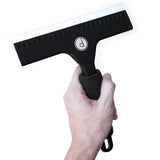 Squeegee for Shower Door, Car Windshield, and Glass Window - 2 Extra Silicone Replacement Blades - Foam Handle - Black
