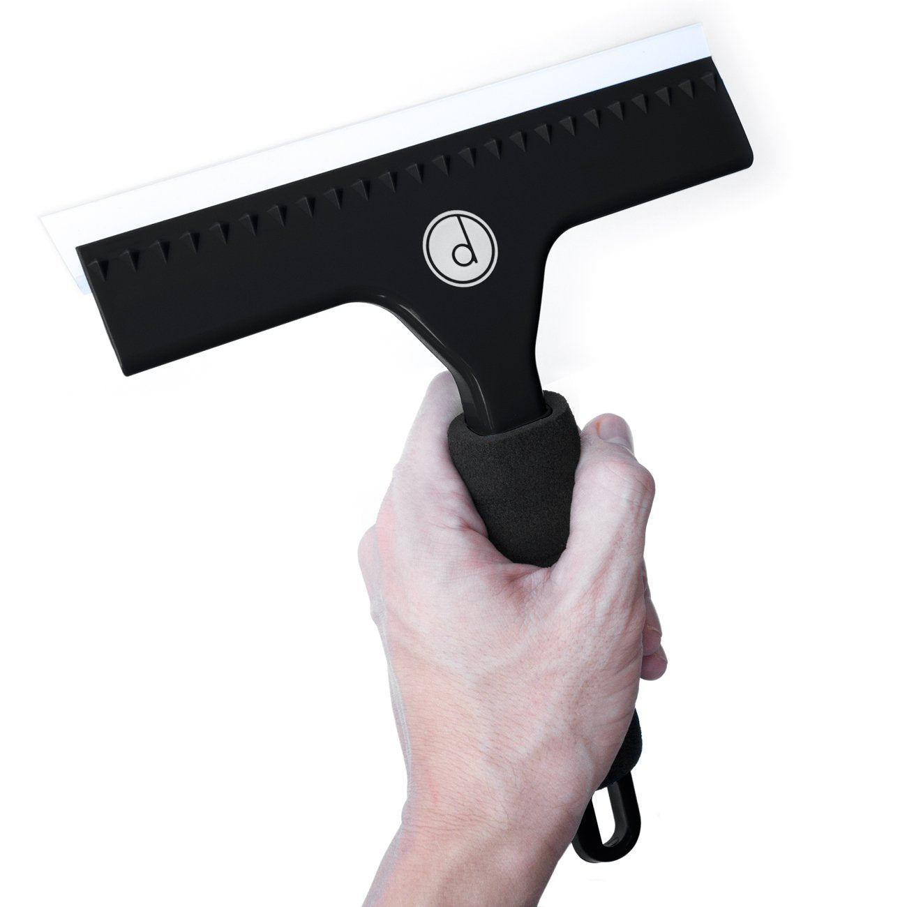 Squeegee for Shower Door, Car Windshield, and Glass Window - 2 Extra Silicone Replacement Blades - Foam Handle - Black