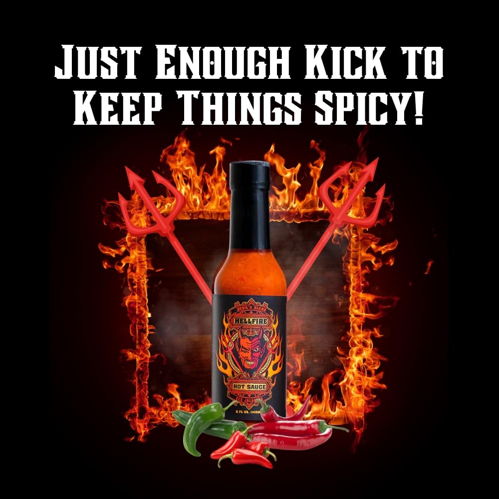 Hellfire Devil's Blend Red Jalapeno Hot Sauce, Award-Winning, Gourmet, Rich and Flavorful Red Sauce, 5 oz.