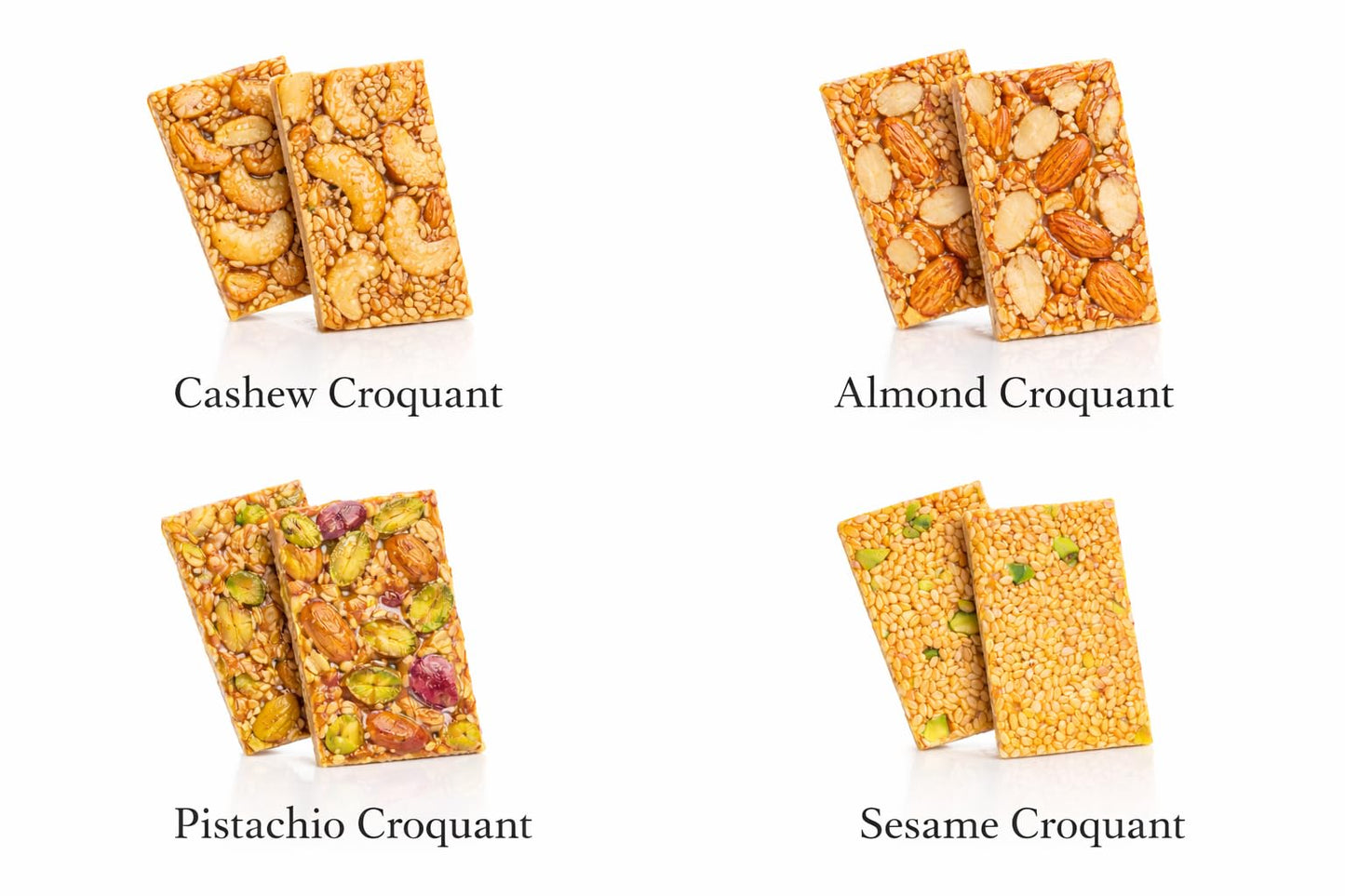 OMNIYA Delicacy - Indigo Croquant Box (40 Pieces) - Mediterranean Gourmet Sesame Snack Bar - Crispy Pistachio, Almond, Cashew & Sesame Treats