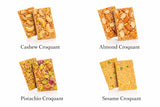 OMNIYA Delicacy - Indigo Croquant Box (40 Pieces) - Mediterranean Gourmet Sesame Snack Bar - Crispy Pistachio, Almond, Cashew & Sesame Treats