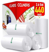 2.6 Gallon (10 Liter) Clear Small Trash Bags (440 Bags) 2 Gallon Bathroom Garbage Bags Plastic Wastebasket Can Liners for Home and Office Bins, 440