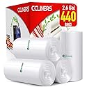 2.6 Gallon (10 Liter) Clear Small Trash Bags (440 Bags) 2 Gallon Bathroom Garbage Bags Plastic Wastebasket Can Liners for Home and Office Bins, 440