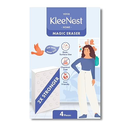 Kleenest Magic Eraser Cleaning Sponge | Pack of 4 | Chemical-Free, Multi-Purpose Wipe for Effortless Cleaning of Kitchen, Bathroom, Walls, Shoes