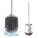 Stafeny Toilet Bowl Brush,with Ventilated Drying Holder,Non-Slip Handle Silicone Toilet Brush for Bathroom Deep Cleaning Compact Toilet Brush Set/Wall