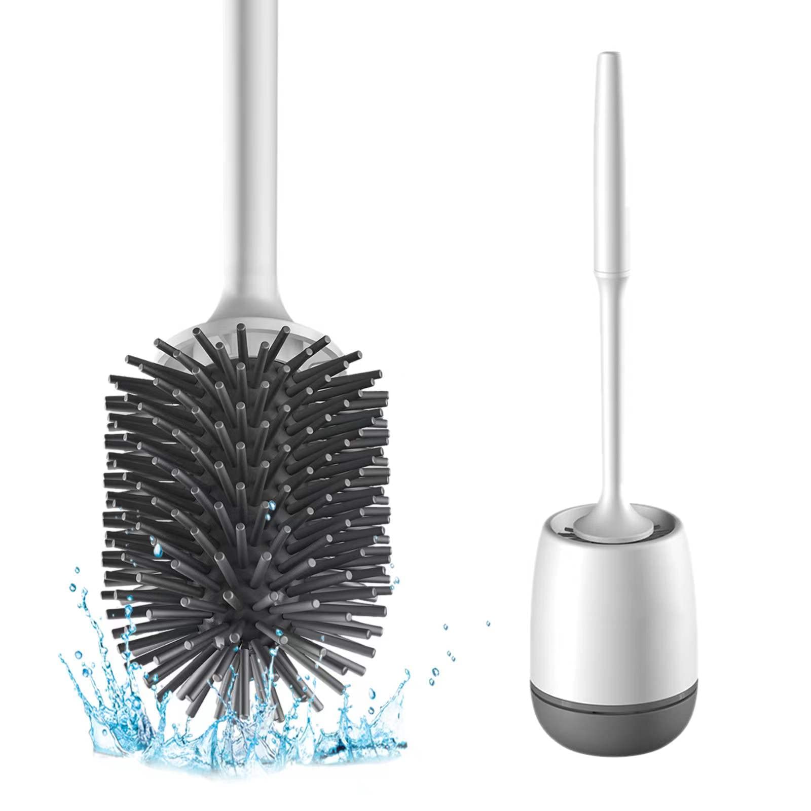 Stafeny Toilet Bowl Brush,with Ventilated Drying Holder,Non-Slip Handle Silicone Toilet Brush for Bathroom Deep Cleaning Compact Toilet Brush Set/Wall