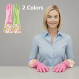KINGFINGER Rubber Waterproof Dishwashing Gloves for Kitchen, Latex-Free Precision Flocking Household Cleaning Gloves (2 Pair, Large)