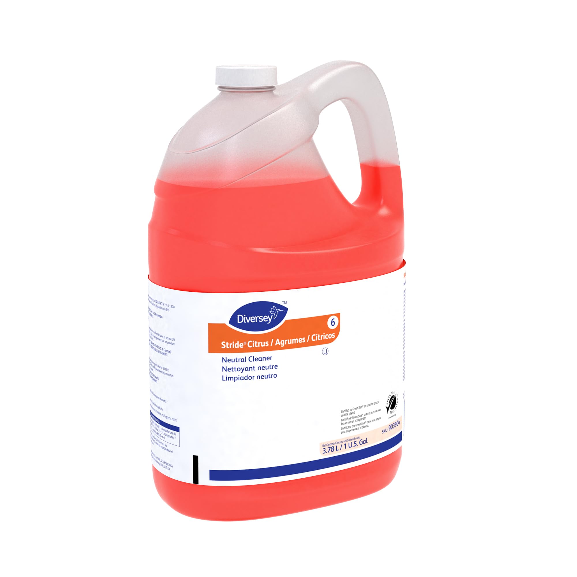 Diversey 903904 Stride Citrus Neutral Cleaner, Commercial Floor Cleaner, Citrus Scent, Concentrate, 1-Gallon (Pack of 4)