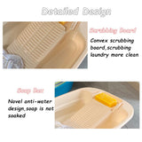 chislim 2 PCS Wash Tub With Washboard,Home Non Slip Laundry Tub,Large Thickened Laundry Basin for Home Laundry,Clothes Soaking (C)