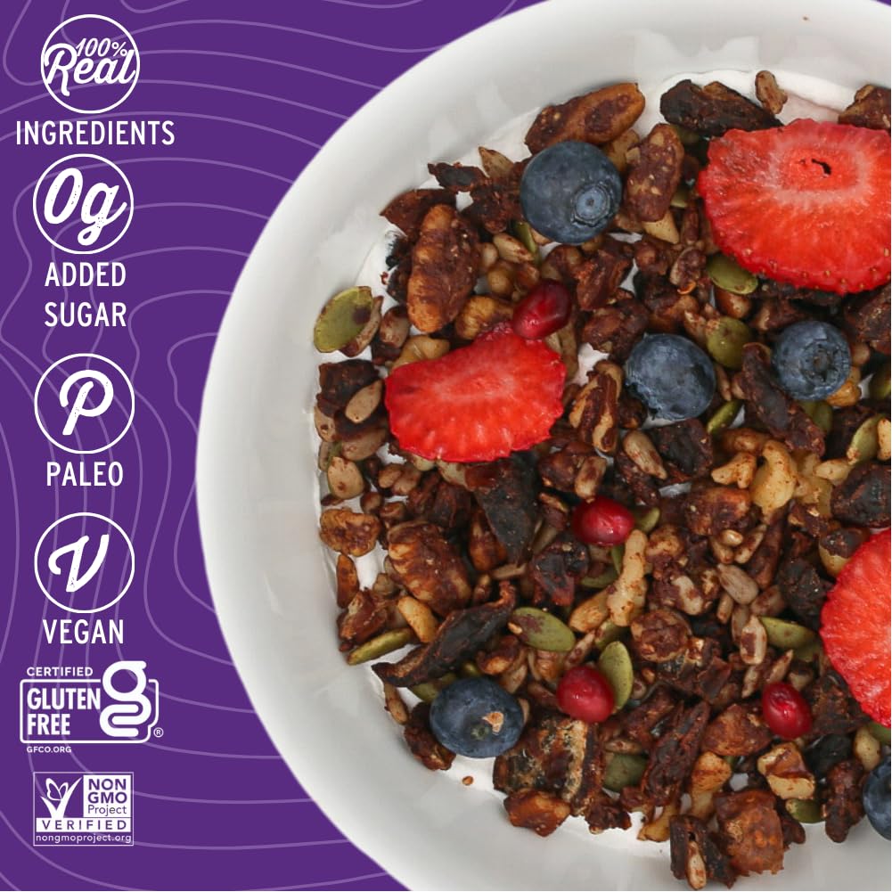 Wildway Keto Granola | Dark Chocolate Sea Salt | Grain-Free Certified Gluten-Free Cereal | Vegan, Low Carb | No Sugar Added | Paleo-Friendly, Non-GMO