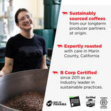 Equator Coffees, Equator Blend Decaf Ground Coffee, Medium Dark Roast, Fresh Roasted, Smooth Chocolate Nutmeg Flavor Notes, Sustainable, Decaffeinated