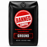 Banned Coffee™ Ground - World’s Strongest High Caffeine Coffee That Shouldn’t Be Allowed - Bold Medium-Dark Roast Arabica & Robusta Blend - Extreme