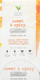 Organic Sweet & Spicy Herbal Caffeine Free Good Earth Teas 18 Tea Bag (Pack of 2)