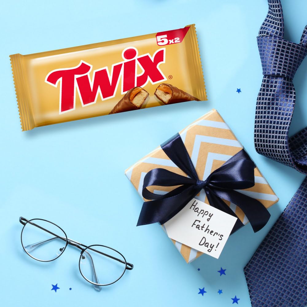 TWIX Fun Size Milk Chocolate Caramel and Cookie Chocolate Bars Fathers Day Candy Multipack Gift, 5 Count, 2.65 Oz Pack