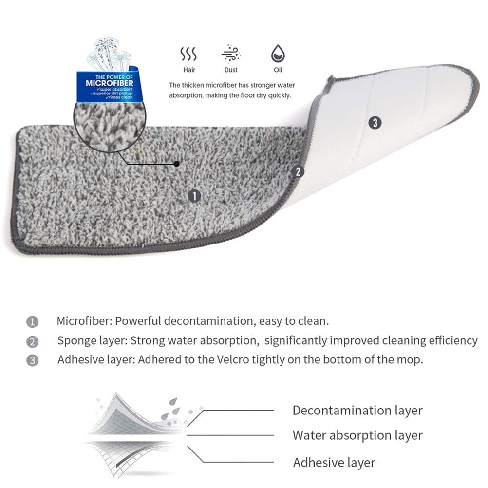 mop Floor Flat Mop Bucket Set Hand Free Squeeze Wet Dry Mop Cleaning 360 Flexible Mop for Hardwood Laminate Tiles Unisex (Size : 4 Pads) (6 Pads)