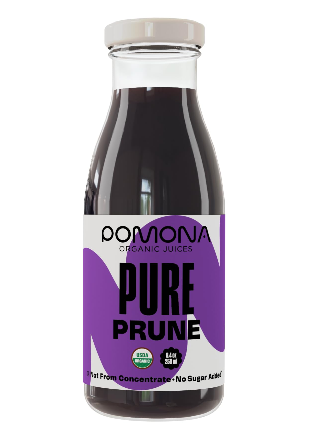 Pomona Organic Juices Pure Prune Juice, 8.4 Ounce Bottle (Pack of 12), Cold Pressed Organic Juice, Non-GMO, No Sugar Added, Not from Concentrate