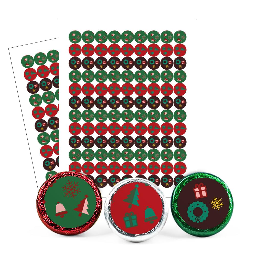 1,350ct Christmas Miniature Peanut Butter Cup Candies In Red, Gold And Green Foil Plus Free Exclusive Festive Holiday Stickers For DIY Party Favors