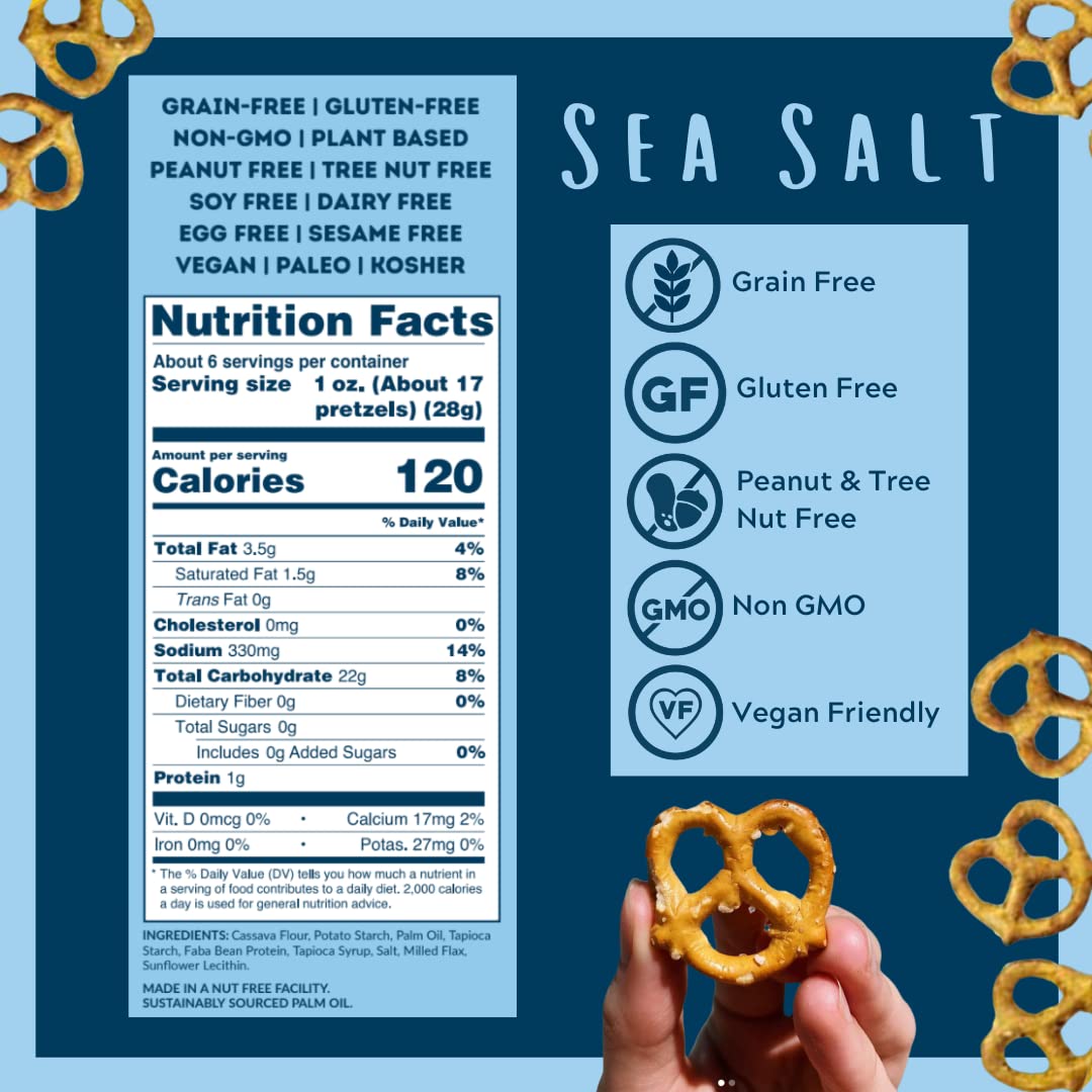 Savor by Suzie Gluten-Free Pretzels - Non-GMO, Grain Free, Vegan, Paleo, Keto & Nut-Free Pretzel Snack Packs, Low Carb, Clean Ingredients - Sea Salt