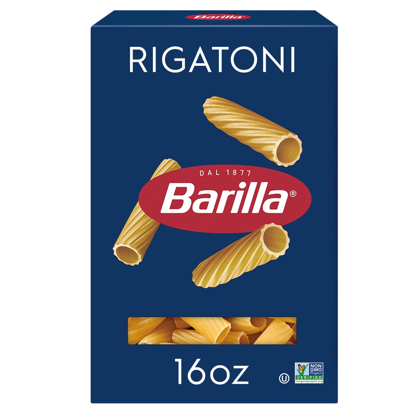 Barilla Rigatoni Pasta, 16 oz. Box - Non-GMO, Made with Durum Wheat Semolina - Kosher Certified