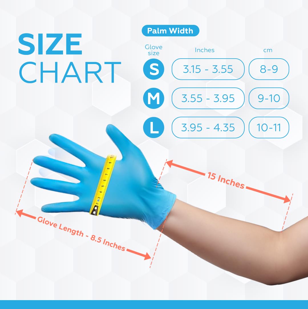 UniGroup Care Disposable Latex Free Large Nitrile Gloves [100 Pcs] - Powder Free Medical Exam Long Gloves - Medical and Food Grade - 3 Mil - Touch