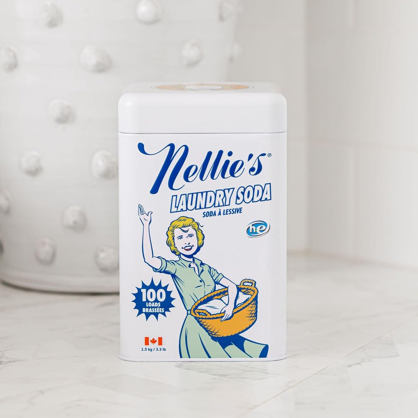 Nellie's Laundry Soda Bundle - 100 Scoops (Tin) & 50 Scoops (Pouch) - Concentrated & Septic Safe Formula - Safe for HE and Standard Washing Machines