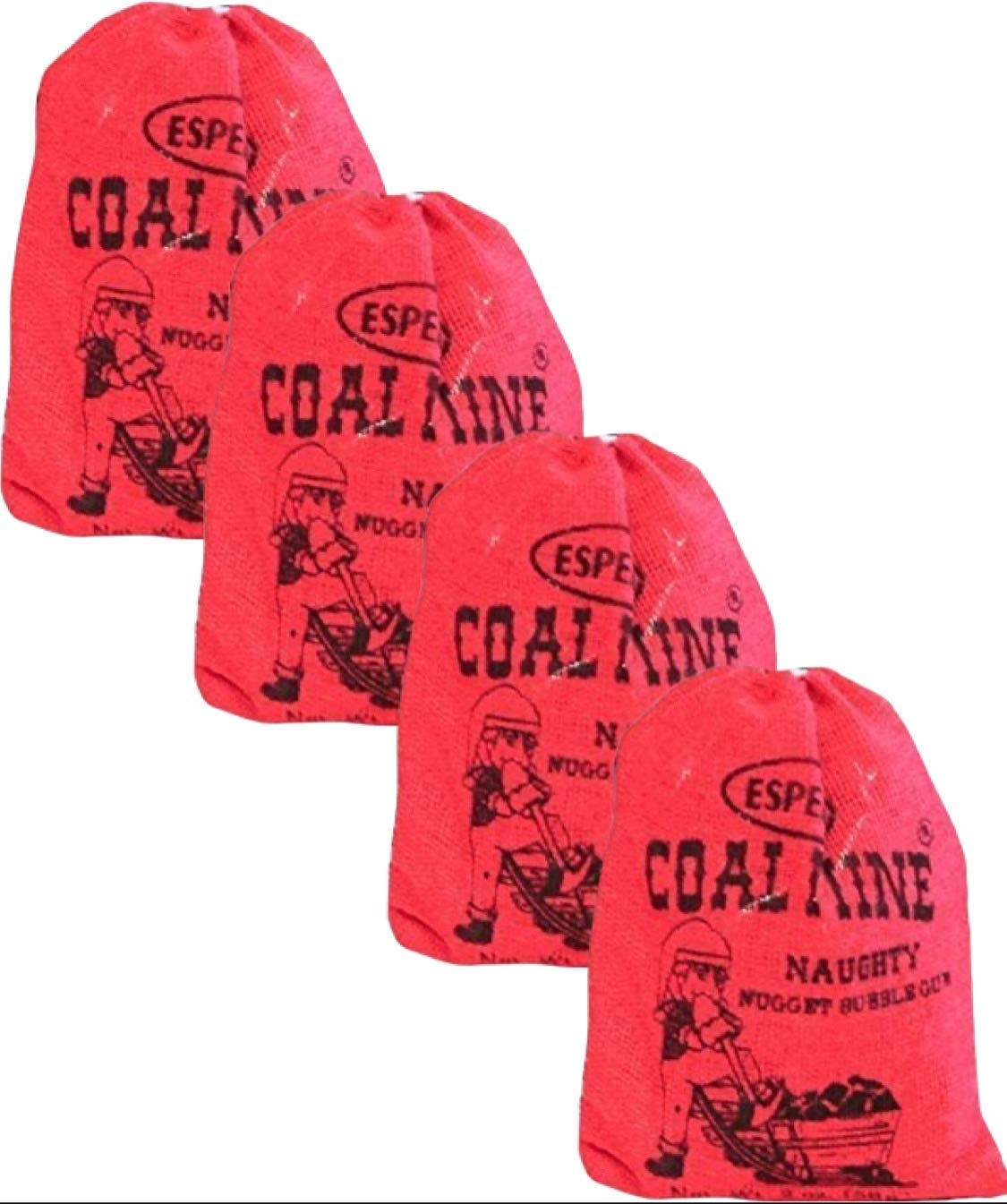 Naturejam Coal Mine Gum Naughty Black Nugget Bubblegum 4 Bags Candy-Santa Christmas Holiday Stocking Filler Gift-Fresh-Heat Sealed in a bag