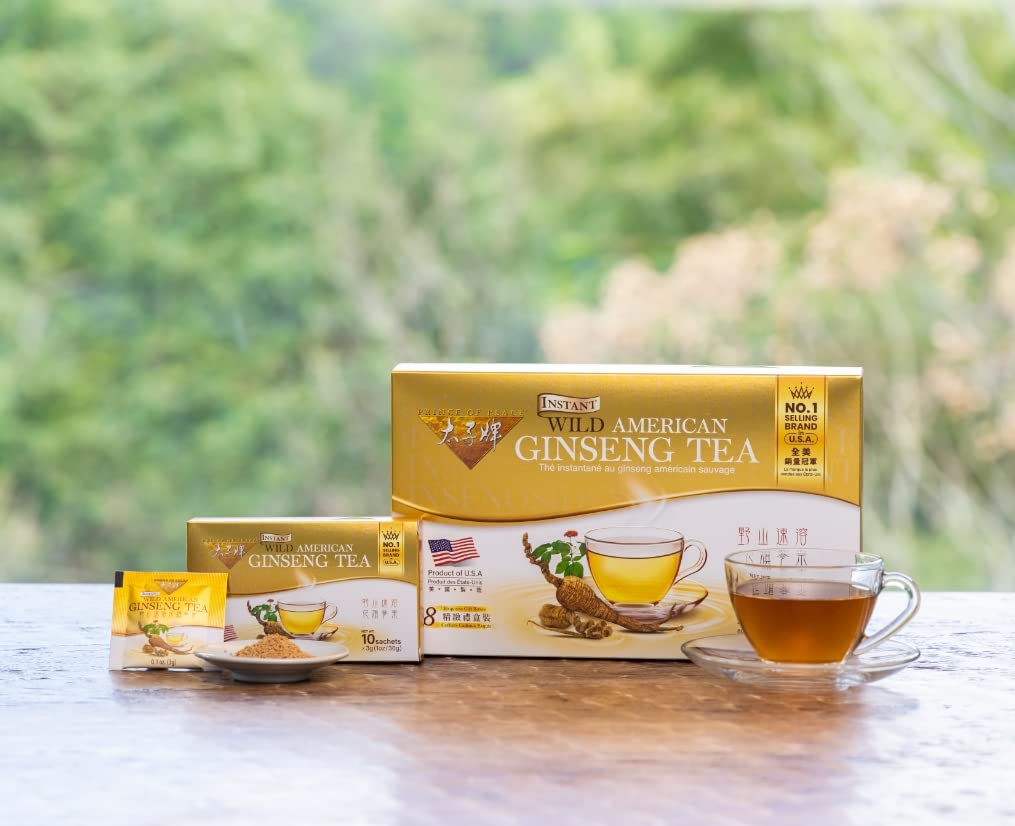 Prince of Peace Instant Wild American Ginseng Tea, 80 Sachets - Healthy Drink, Caffeine-Free Energy-Boosting, Heavy Antioxidants, Plant Extract