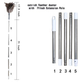 Midoneat Gray Ostrich Feather Duster with 71 Inch Extendable Pole, Microfiber Duster for Home Cleaning
