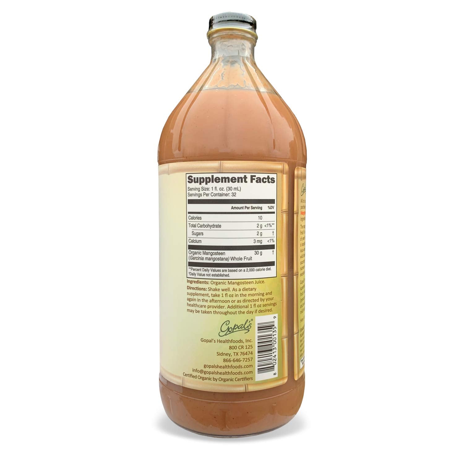 Mangosteen One | 100% Pure Organic Mangosteen Juice - 32oz Glass Bottle (1qt) | Xanthone, Vitamin & Antioxidant Rich Whole Superfruit - Gluten-Free