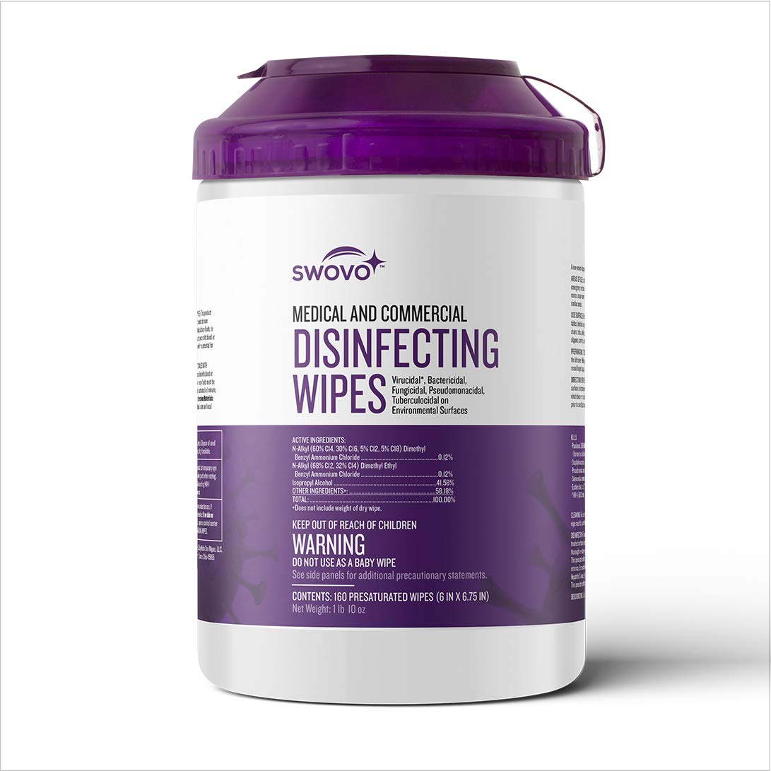 160 Count - Swovo Medical and Commercial Disinfecting Wipes (1 Pack)