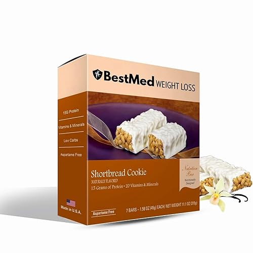 High Protein Nutrition Bar - Low-Carb, 15g Protein, Low Sugar, High Fiber, Low Calorie, Meal Replacement Bar (Shortbread Cookie, 1 Box - 7 Count)