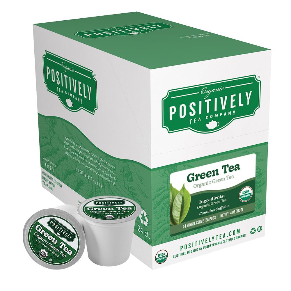 Organic Positively Tea Company, Organic Green Tea, K-Cup Compatible, 24 Pods