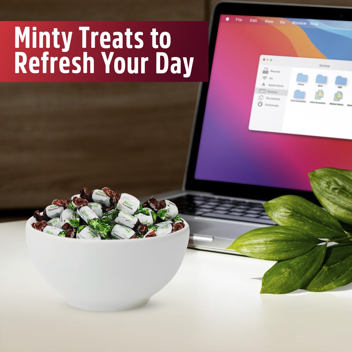 Chocolate Filled Mints Candy, 2lb Pack of Chocolate Mint Candy Individually Wrapped, Perfect Mint Candies for Party Favors and Everyday Enjoyment