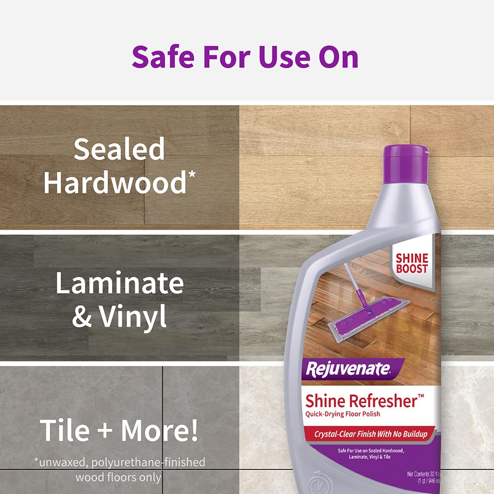 Rejuvenate Shine Refresher Floor Polish Renews Shine On Newer And Recently Restores Floors Including Sealed Hardwood, Laminate, Vinyl And Tile, 32