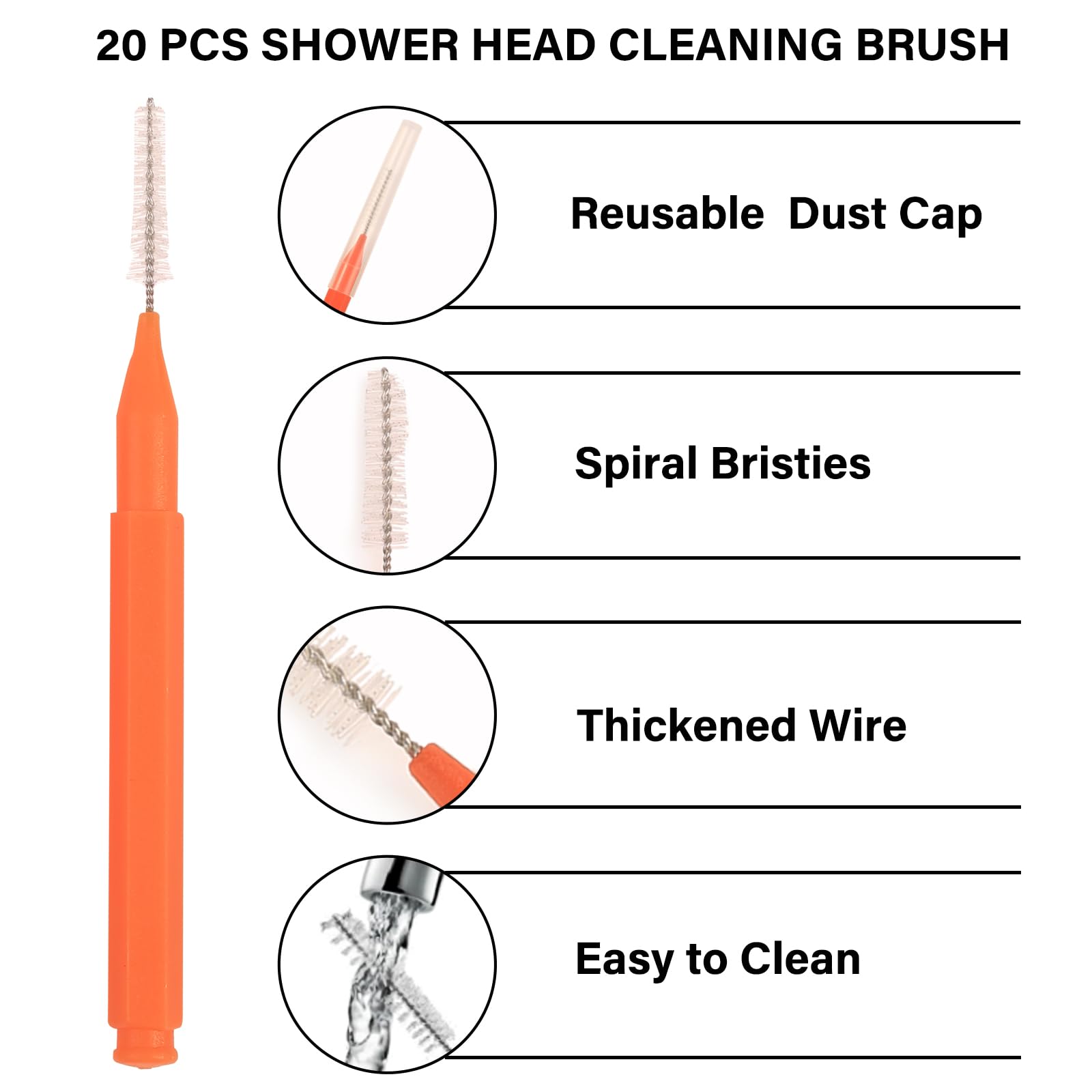 RWNXKARN 30 Pcs Shower Head Cleaner Tool with Shower Head Cleaning Brushes & Showerhead Cleaner Picks - Unclogs Clogged Nozzles, Removes Hard Water