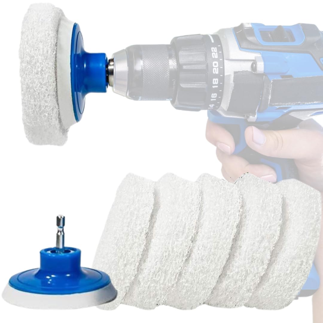 RotoScrub 7 Pack Drill Brush Set for Deep Cleaning, Scratch Resistant, Bathroom, Oven, Countertops, Sinks, Soap Scum, Tile, Boats, Patio Furniture