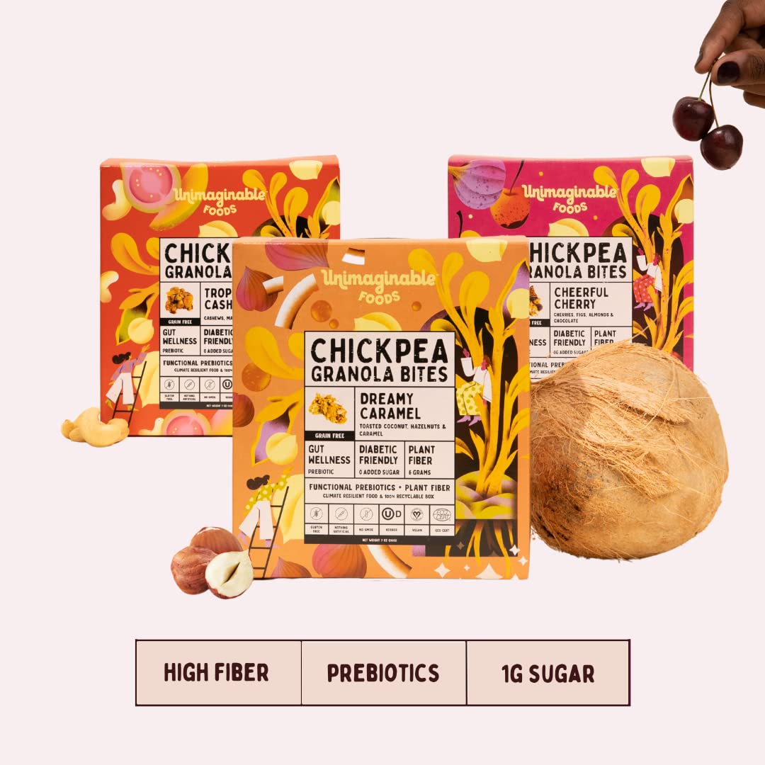 Unimaginable Granola Bites - 5 Boxes (5x 7oz Packs in Each Box) - Vegan, Non-GMO, Gluten Free, Dairy Free (Tropical Cashew)