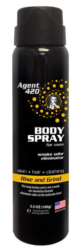Agent 420 Cannabis & Cigarette Smoke Odor Body Spray for Men, 3.5 oz - Eliminates Odors at the Molecular Level (Rise and Grind)