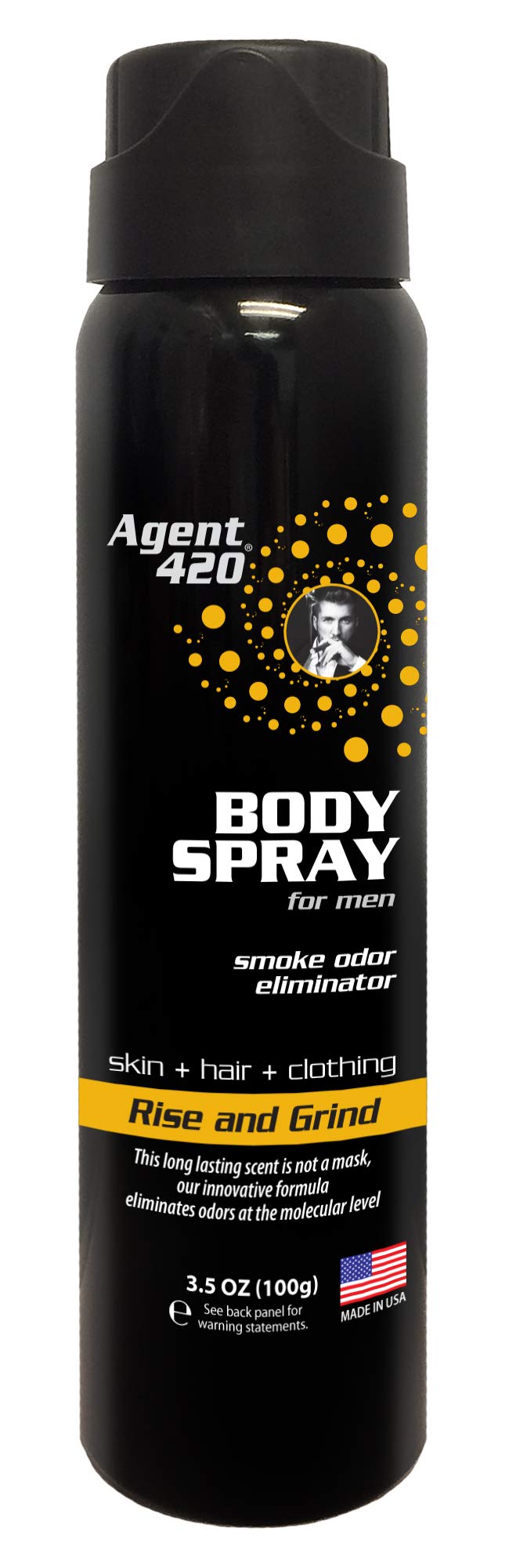 Agent 420 Cannabis & Cigarette Smoke Odor Body Spray for Men, 3.5 oz - Eliminates Odors at the Molecular Level (Rise and Grind)