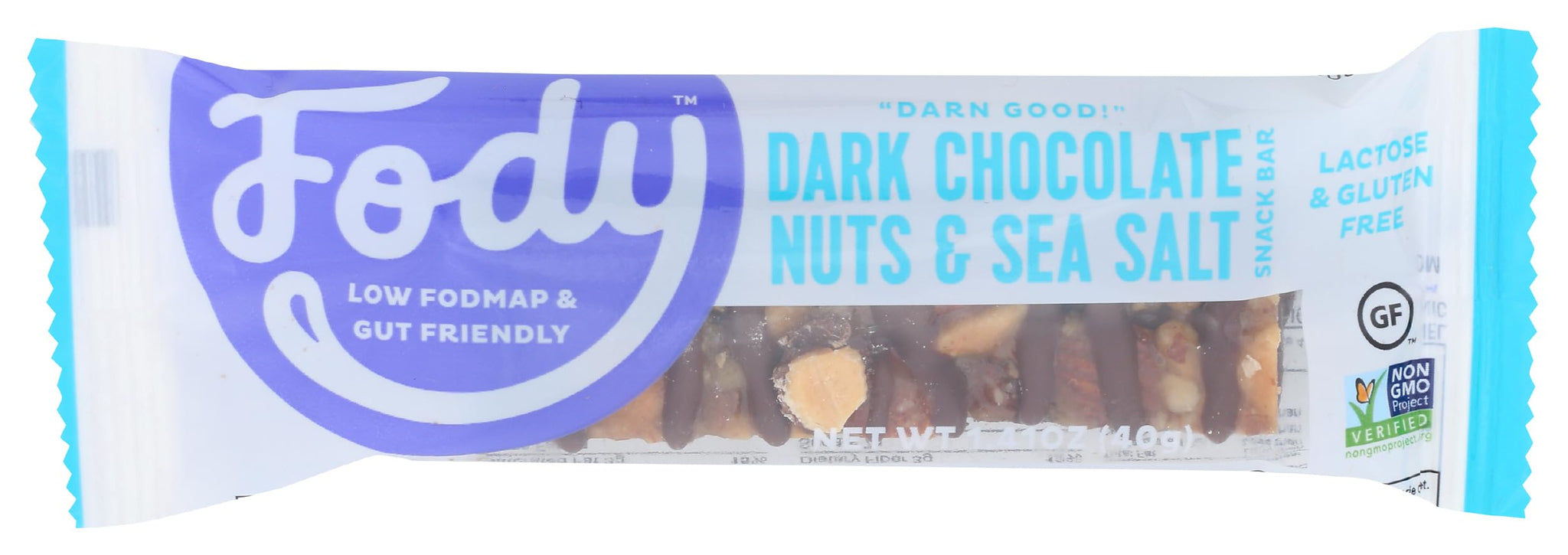 Fody Food Company Dark Chocolate Nuts & Sea Salt Snack Bar, 1.41 OZ