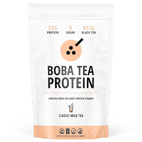 Classic Milk Tea Protein Powder | 25g Grass-Fed Whey Protein Isolate Powder | Gluten-Free & Soy-Free Bubble Tea Protein Drink | Real Ingredients
