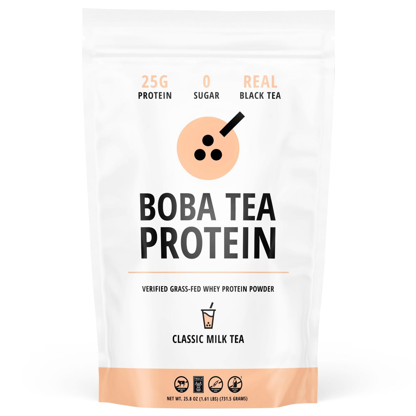Classic Milk Tea Protein Powder | 25g Grass-Fed Whey Protein Isolate Powder | Gluten-Free & Soy-Free Bubble Tea Protein Drink | Real Ingredients